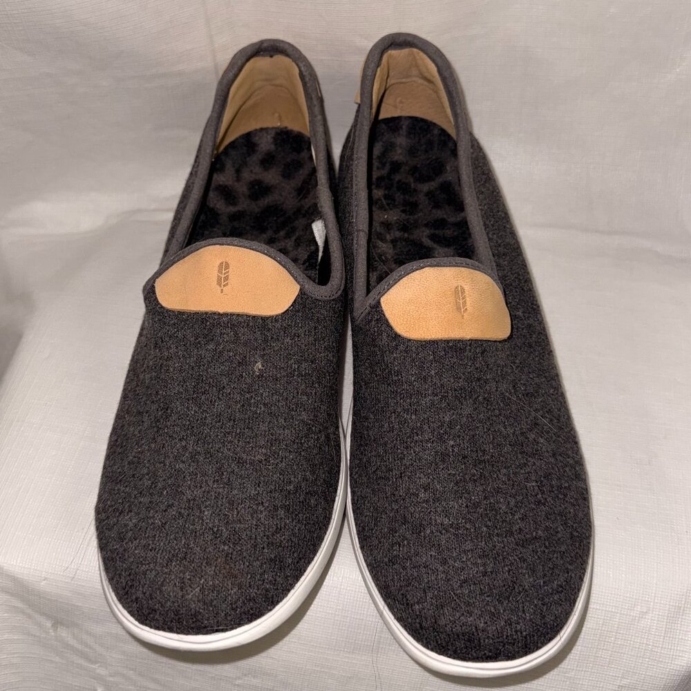 Revitalign Antigua Cozy Wool Slip On Sneakers Charcoal Leopard 6.5